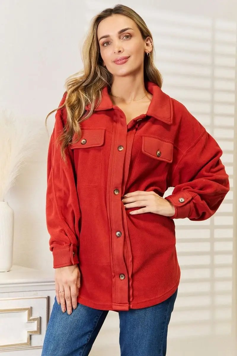 Heimish Cozy Girl Full Size Button Down Shacket - Love Salve